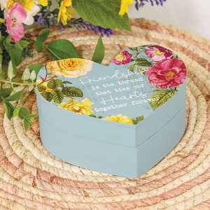 Friendship is the Thread Vintage Rose Heart Trinket Box