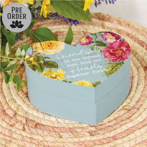 Friendship is the Thread Vintage Rose Heart Trinket Box