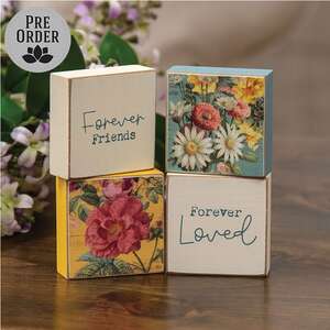 Forever Friends Vintage Floral 2" Square Block - 4 Asstd.