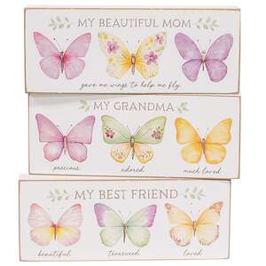 Grandma, Mom, Friend Butterfly Block - 3 Asstd.