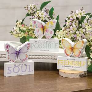 2/Set - Bible Verse Butterfly & Block Sitters - 3 Asstd.