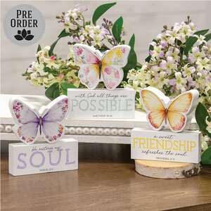 2/Set - Bible Verse Butterfly & Block Sitters - 3 Asstd.