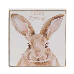 Think Spring Watercolor Bunny Square Block