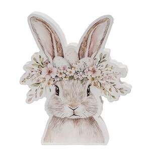 Spring Floral Crown Wooden Bunny Sitter - 3 Asstd.