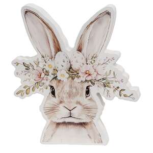 Spring Floral Crown Wooden Bunny Sitter - 3 Asstd.