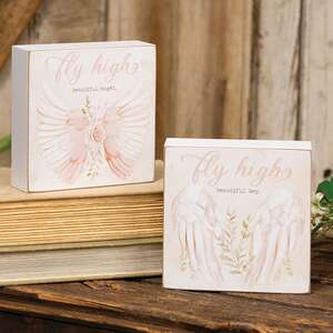 Fly High Angel Wings Box Sign - 2 Asstd.
