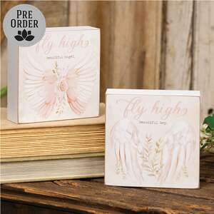 Fly High Angel Wings Box Sign - 2 Asstd.