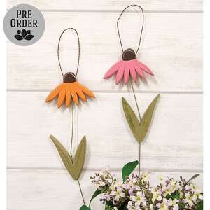 Distressed Wood Coneflower Hanger - 2 Asstd.
