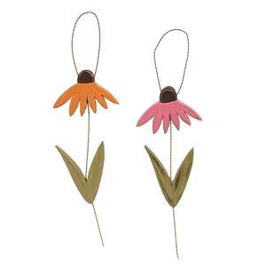 Distressed Wood Coneflower Hanger - 2 Asstd.