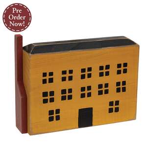 Distressed Yellow Saltbox with Chimney Block, #39123