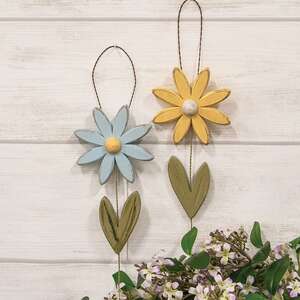 Distressed Wood Daisy Hanger - 2 Asstd.