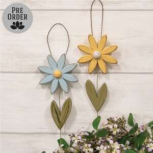 Distressed Wood Daisy Hanger - 2 Asstd.
