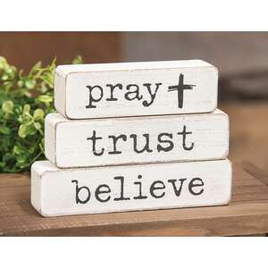 Pray Trust Believe Chunky Religious Block, #39183