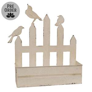Metal Fence with Birds Planter