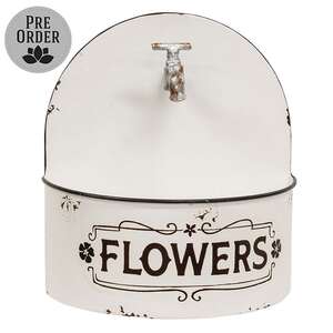 Distressed White Spigot Wall Planter