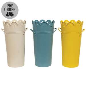 Metal Scalloped Flower Edge Planter - 3 Asstd.