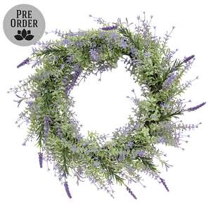 Golden Trumpet & Lavender Wreath - 20 In
