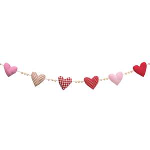 Vintage Patchwork Hearts Garland - 60"L