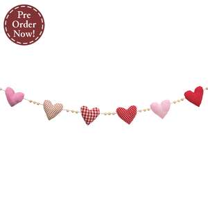 Vintage Patchwork Hearts Garland - 60"L