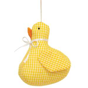 Yellow & White Gingham Checked Stuffed Baby Duck, #CW5048