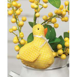 Yellow & White Gingham Checked Stuffed Baby Duck, #CW5048