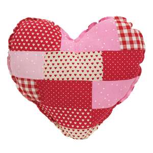 Vintage Patchwork Heart Pillow - 10"H