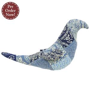 Indigo Bloom Patchwork Bird - 7"H