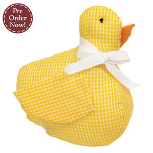 Yellow & White Gingham Check Stuffed Duck, #CW5060