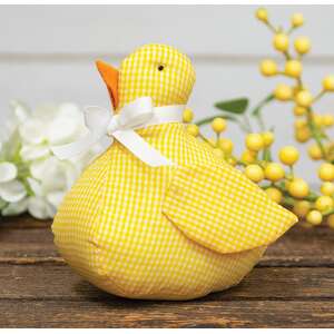 Yellow Gingham Stuffed Duck - 5.5"H CW5060
