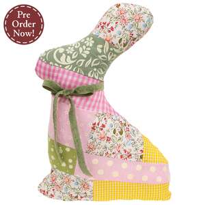 Vintage Floral Quilt Bunny Pillow - 10.5"H