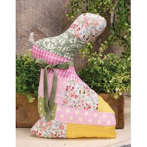 Vintage Floral Quilt Bunny Pillow - 10.5"H