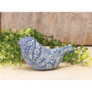 Indigo Bloom Patchwork Baby Bird - 3"H