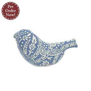 Indigo Bloom Patchwork Baby Bird - 3"H