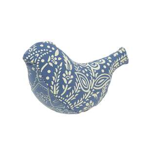 Indigo Bloom Patchwork Baby Bird - 3"H