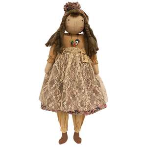 Vintage Rosie Blooms Doll with Button Necklace