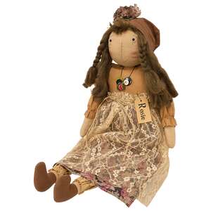 Vintage Rosie Blooms Doll with Button Necklace
