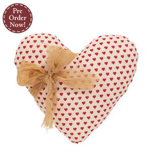 White with Red Hearts and Tied Bow Pillow