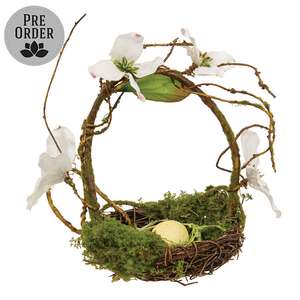 Mossy Dogwood Blossoms Bird Nest Basket