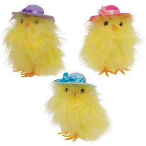 Fuzzy Standing Chick with Hat - 3 Asstd.