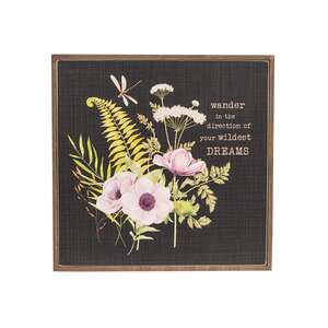 Dream & Wish Floral Sign - 12" Sq.  - 2 Asstd.