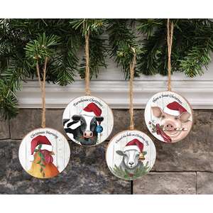 Christmas Farm Animal Ornament - 4 Asstd.