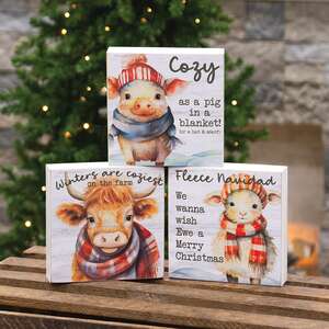 Cozy on the Farm Box Sign - 3 Asstd.