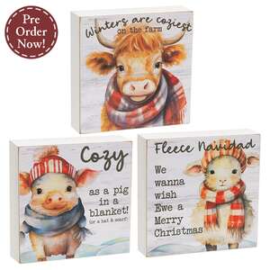 Cozy on the Farm Box Sign - 3 Asstd.