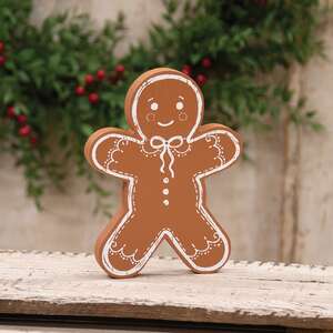 Wooden Gingerbread Man Sitter - 7"H
