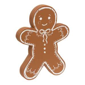 Wooden Gingerbread Man Sitter - 7"H