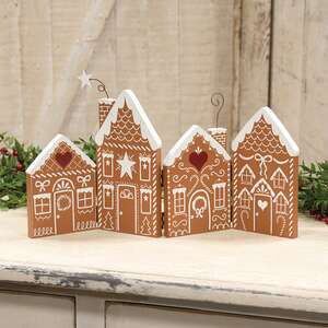 Hinged Wooden Gingerbread Village Sitter