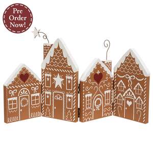 Hinged Wooden Gingerbread Village Sitter
