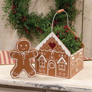 Wooden Gingerbread Man Sitter - 7"H