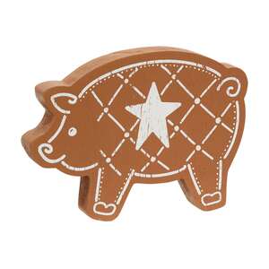 Wooden Gingerbread Farm Animal Sitter - 3 Asstd.