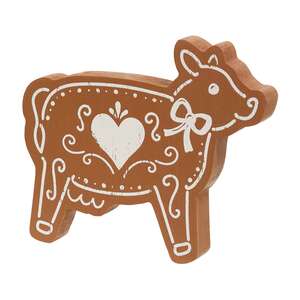 Wooden Gingerbread Farm Animal Sitter - 3 Asstd.